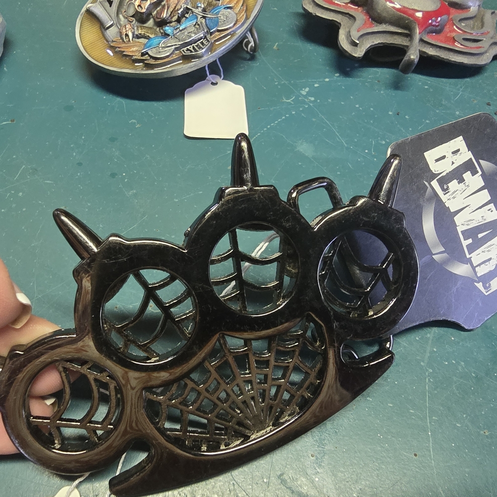 Black Spider Web Knuckle Duster Belt BUCKLE
